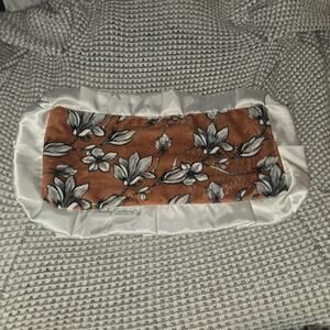 Minky Couture Floral Brown Soft Security Blanket Lovey Satin Ruffle 20"x11"